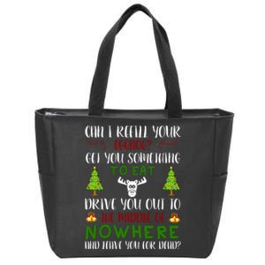 Can I Refill Your Eggnog Funny Christmas Movie Quote Zip Tote Bag