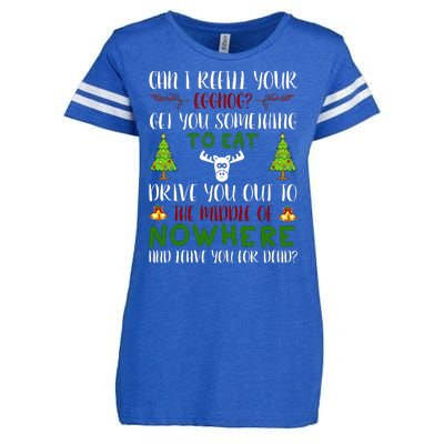 Can I Refill Your Eggnog Funny Christmas Movie Quote Enza Ladies Jersey Football T-Shirt