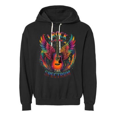 Cute I ROCK THE SPECTRUM Autism Dad Peace Love Unique I Garment-Dyed Fleece Hoodie