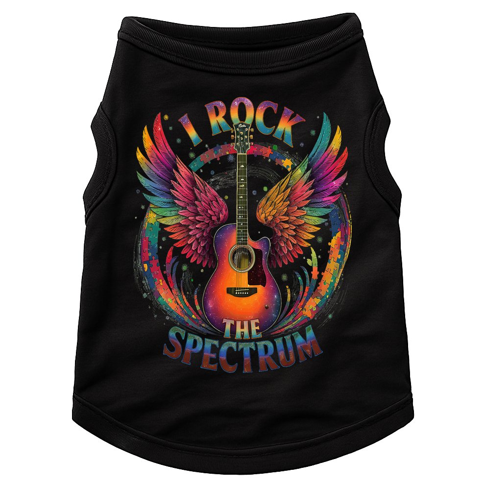 Cute I ROCK THE SPECTRUM Autism Dad Peace Love Unique I Doggie Tank