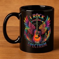 Cute I ROCK THE SPECTRUM Autism Dad Peace Love Unique I 11oz C Handle Ceramic Mug