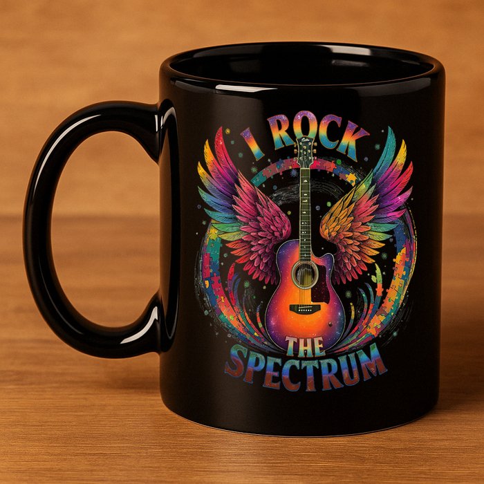 Cute I ROCK THE SPECTRUM Autism Dad Peace Love Unique I 11oz C Handle Ceramic Mug