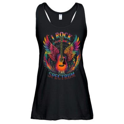 Cute I ROCK THE SPECTRUM Autism Dad Peace Love Unique I Ladies Essential Flowy Tank