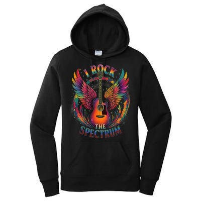 Cute I ROCK THE SPECTRUM Autism Dad Peace Love Unique I Women's Pullover Hoodie