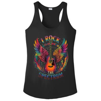 Cute I ROCK THE SPECTRUM Autism Dad Peace Love Unique I Ladies PosiCharge Competitor Racerback Tank