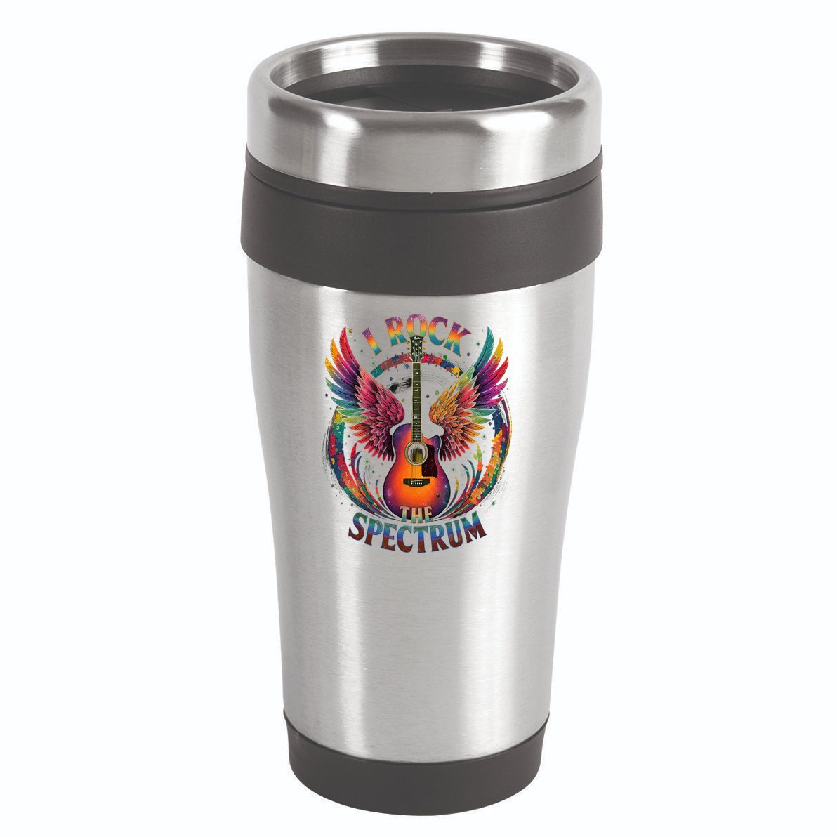 Cute I ROCK THE SPECTRUM Autism Dad Peace Love Unique I 16oz Travel Tumbler
