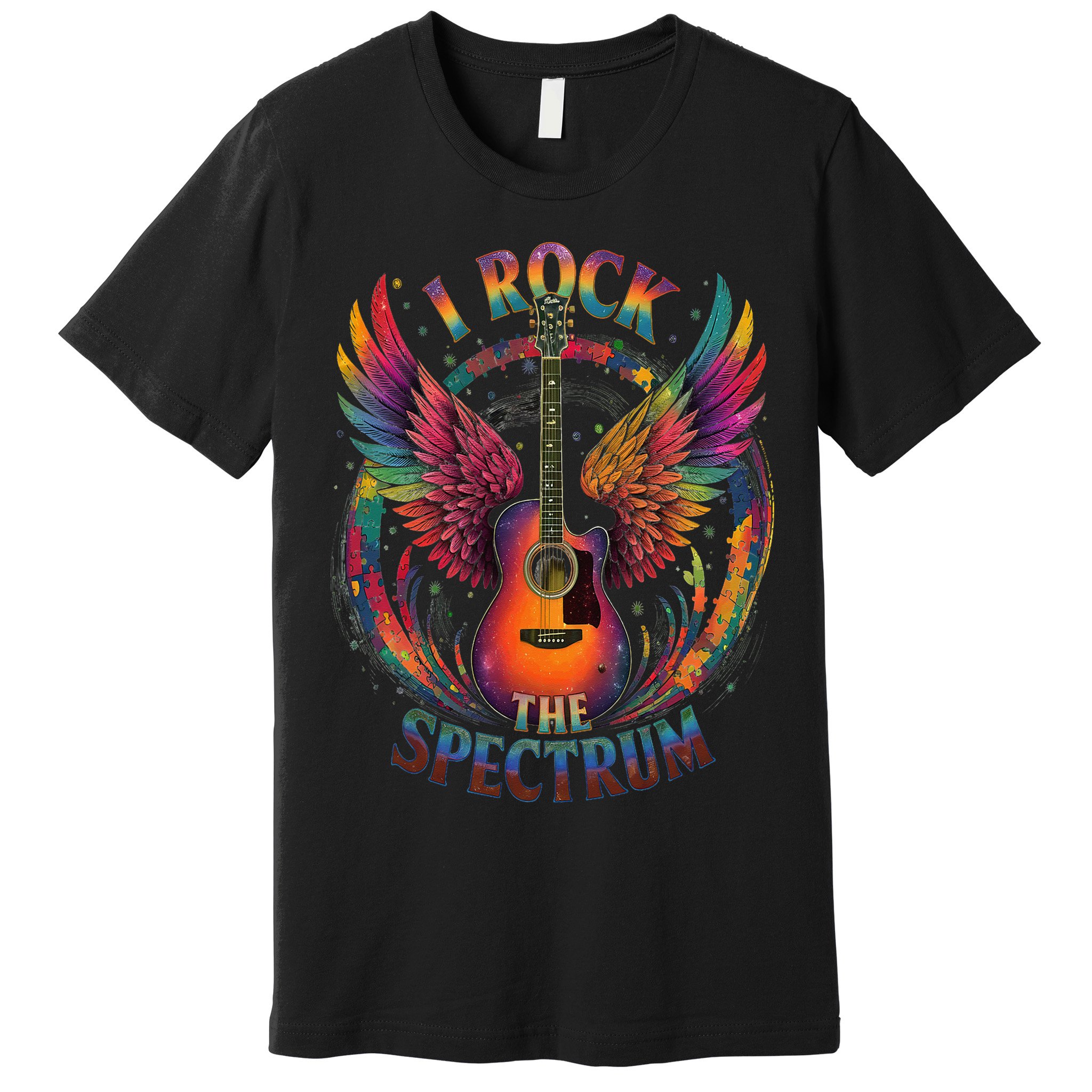 Cute I ROCK THE SPECTRUM Autism Dad Peace Love Unique I Premium T-Shirt