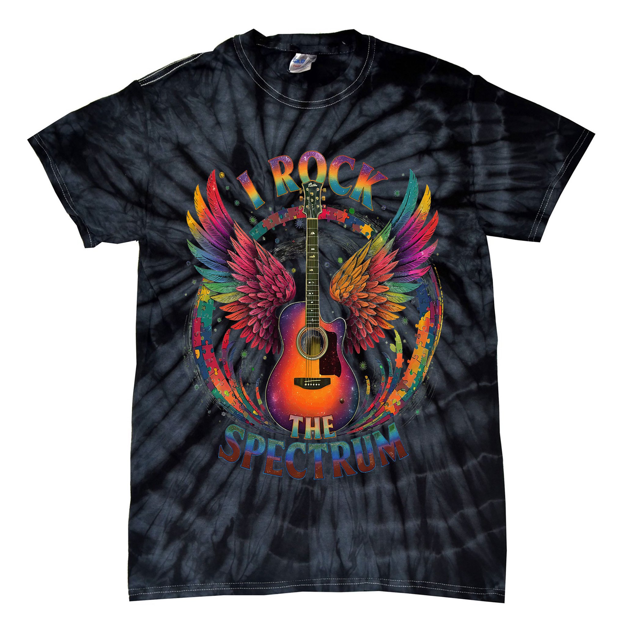 Cute I ROCK THE SPECTRUM Autism Dad Peace Love Unique I Tie-Dye T-Shirt