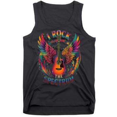 Cute I ROCK THE SPECTRUM Autism Dad Peace Love Unique I Tank Top