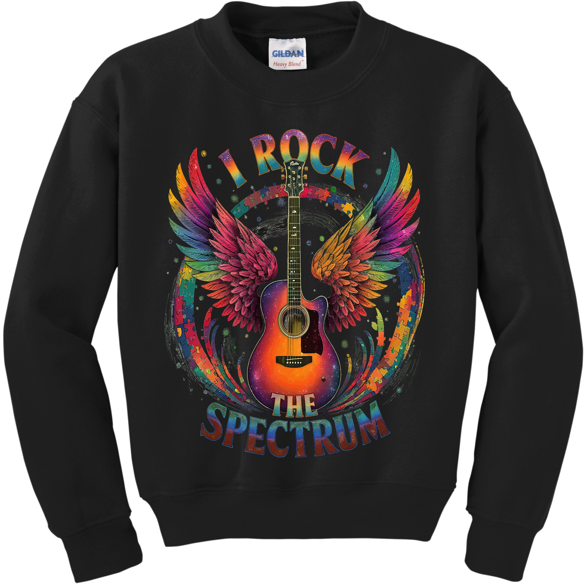 Cute I ROCK THE SPECTRUM Autism Dad Peace Love Unique I Kids Sweatshirt