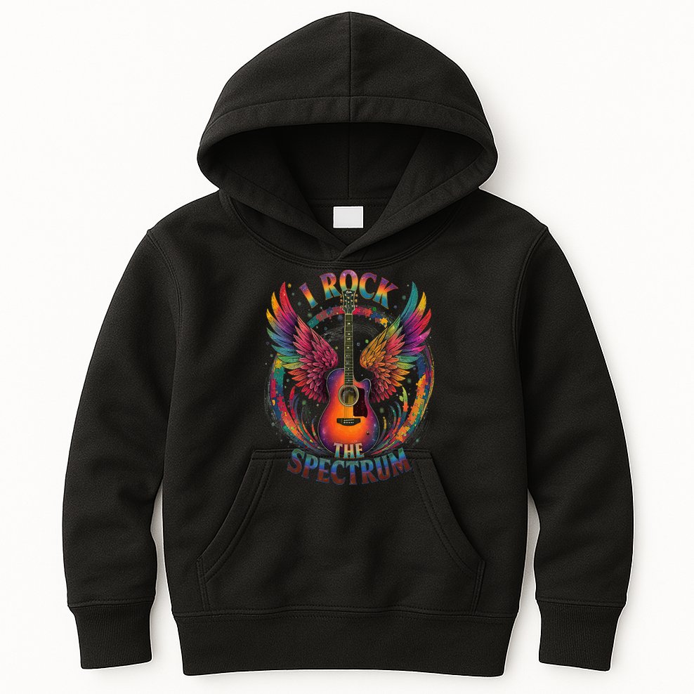 Cute I ROCK THE SPECTRUM Autism Dad Peace Love Unique I Kids Hoodie
