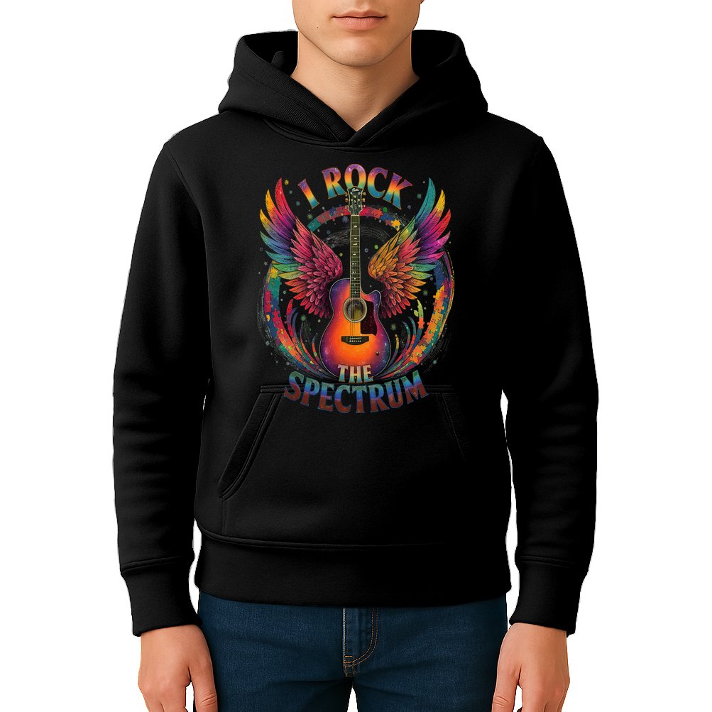 Cute I ROCK THE SPECTRUM Autism Dad Peace Love Unique I Kids Hoodie