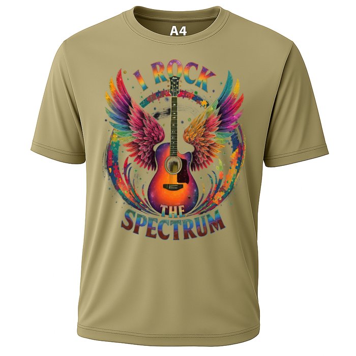 Cute I ROCK THE SPECTRUM Autism Dad Peace Love Unique I Cooling Performance Crew T-Shirt