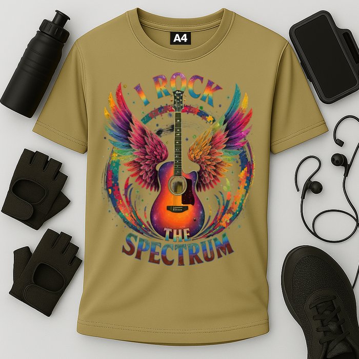 Cute I ROCK THE SPECTRUM Autism Dad Peace Love Unique I Cooling Performance Crew T-Shirt