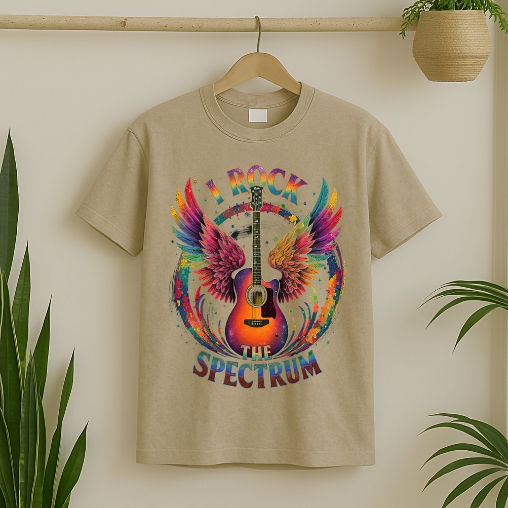 Cute I ROCK THE SPECTRUM Autism Dad Peace Love Unique I T-Shirt