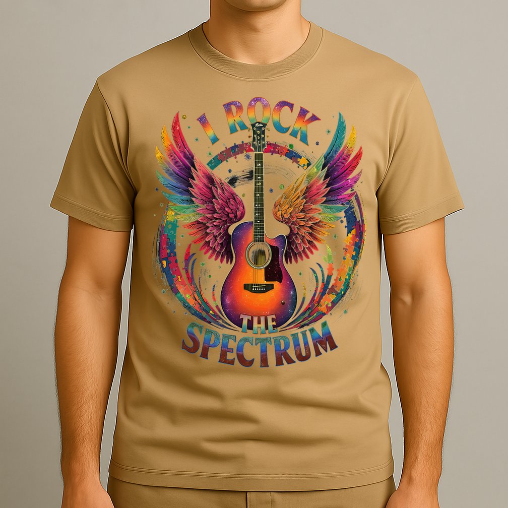 Cute I ROCK THE SPECTRUM Autism Dad Peace Love Unique I T-Shirt
