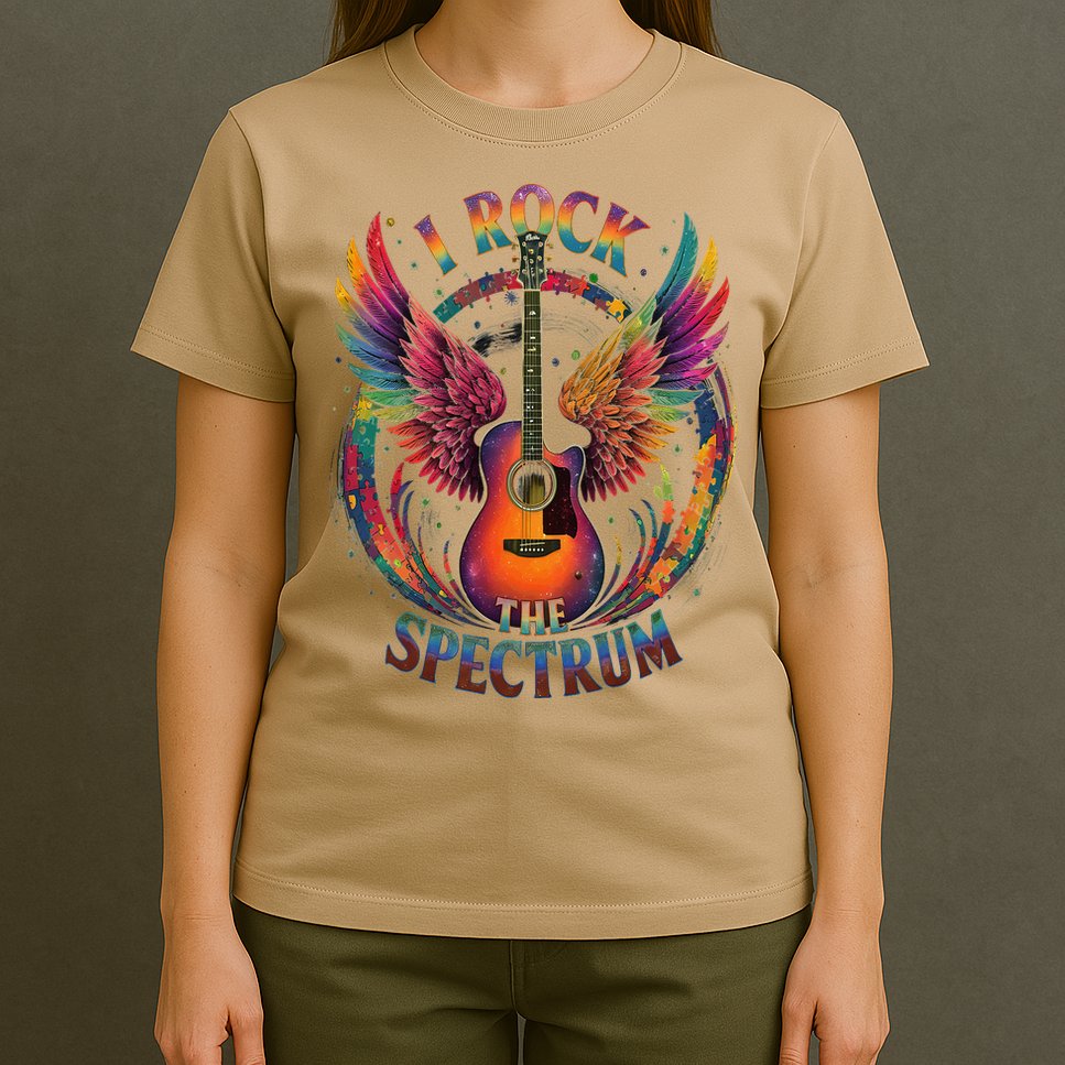 Cute I ROCK THE SPECTRUM Autism Dad Peace Love Unique I T-Shirt
