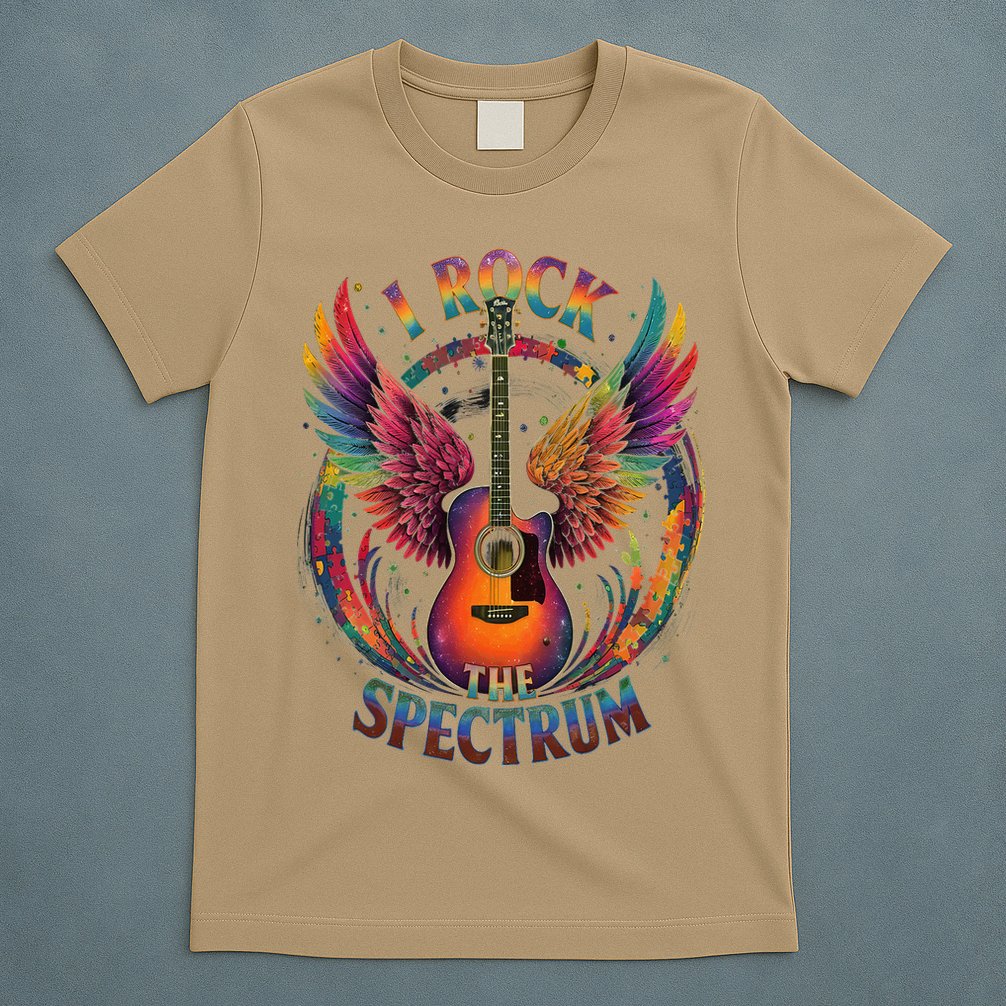 Cute I ROCK THE SPECTRUM Autism Dad Peace Love Unique I T-Shirt