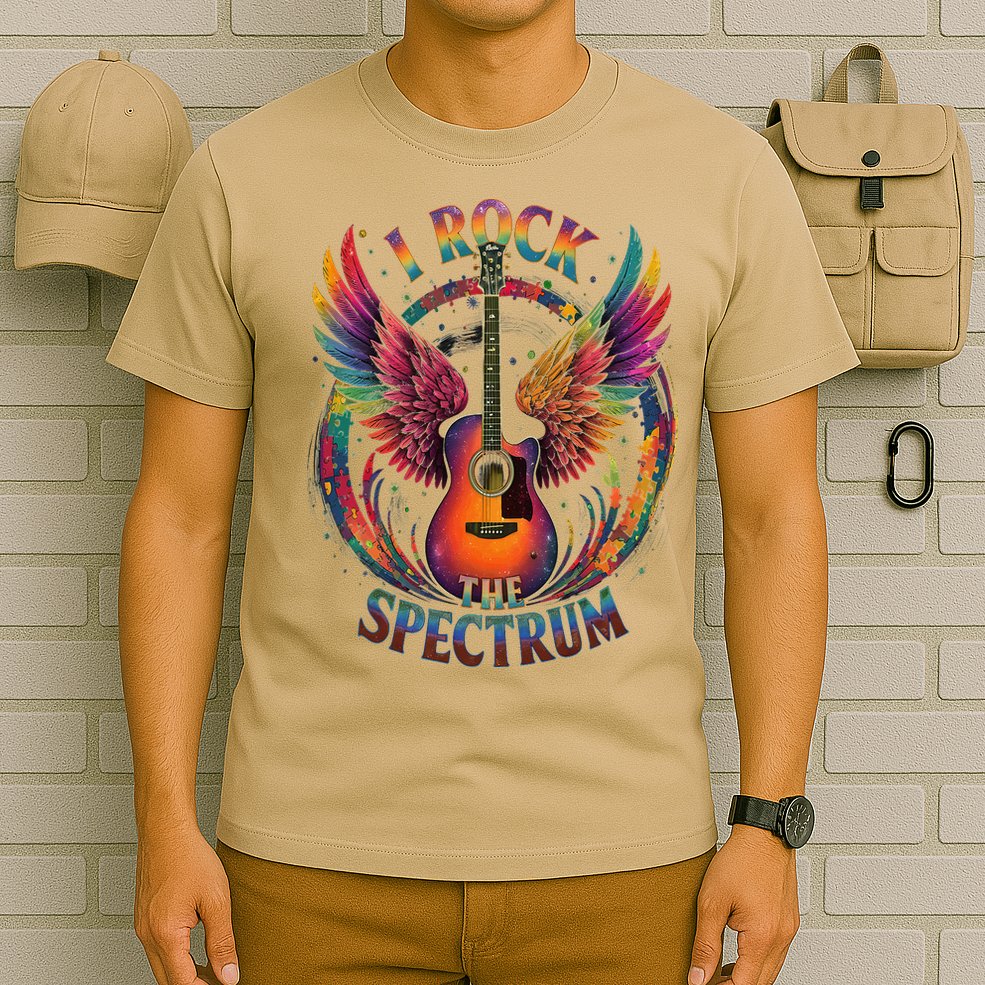 Cute I ROCK THE SPECTRUM Autism Dad Peace Love Unique I T-Shirt