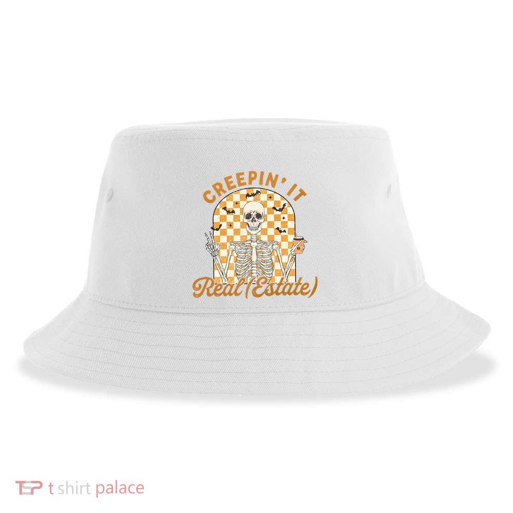 Creepin It Real Estate Gift For Real Estate Agent Halloween Sustainable Bucket Hat