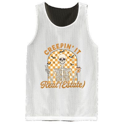 Creepin It Real Estate Gift For Real Estate Agent Halloween Mesh Reversible Basketball Jersey Tank