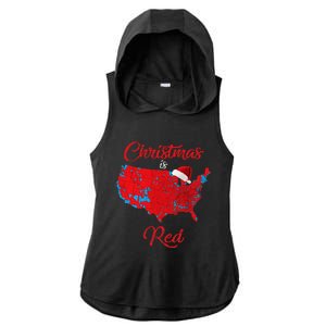 Christmas Is Red 2024 Electoral Map Trump Landslide Holiday Ladies PosiCharge Tri-Blend Wicking Draft Hoodie Tank