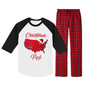 Christmas Is Red 2024 Electoral Map Trump Landslide Holiday Raglan Sleeve Pajama Set