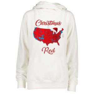 Christmas Is Red 2024 Electoral Map Trump Landslide Holiday Womens Funnel Neck Pullover Hood