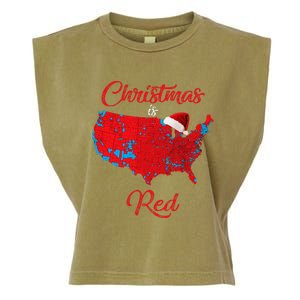 Christmas Is Red 2024 Electoral Map Trump Landslide Holiday Garment-Dyed Women's Muscle Tee