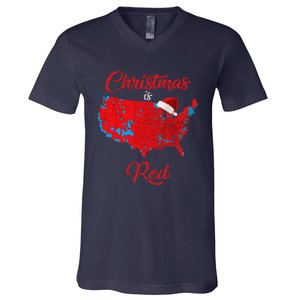 Christmas Is Red 2024 Electoral Map Trump Landslide Holiday V-Neck T-Shirt