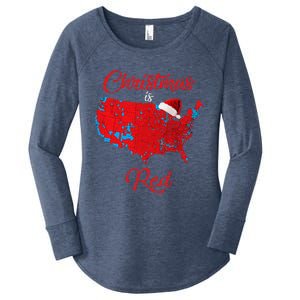 Christmas Is Red 2024 Electoral Map Trump Landslide Holiday Women's Perfect Tri Tunic Long Sleeve Shirt