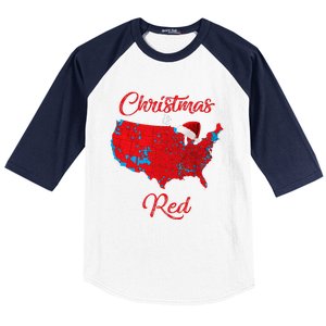 Christmas Is Red 2024 Electoral Map Trump Landslide Holiday Baseball Sleeve Shirt