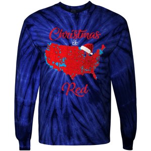 Christmas Is Red 2024 Electoral Map Trump Landslide Holiday Tie-Dye Long Sleeve Shirt