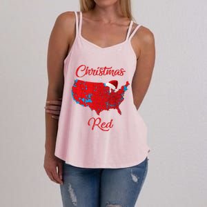 Christmas Is Red 2024 Electoral Map Trump Landslide Holiday Women's Strappy Tank