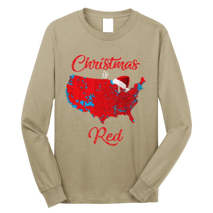 Christmas Is Red 2024 Electoral Map Trump Landslide Holiday Long Sleeve Shirt