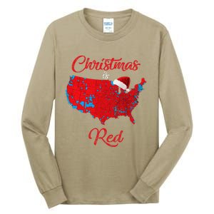 Christmas Is Red 2024 Electoral Map Trump Landslide Holiday Tall Long Sleeve T-Shirt