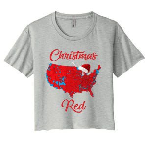 Christmas Is Red 2024 Electoral Map Trump Landslide Holiday Women's Crop Top Tee