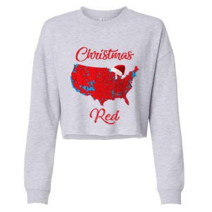 Christmas Is Red 2024 Electoral Map Trump Landslide Holiday Cropped Pullover Crew