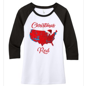 Christmas Is Red 2024 Electoral Map Trump Landslide Holiday Women's Tri-Blend 3/4-Sleeve Raglan Shirt