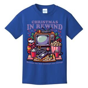 Christmas In Rewind Design With Retro Tv And Popcorn Gift Kids T-Shirt