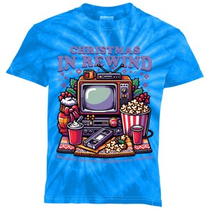 Christmas In Rewind Design With Retro Tv And Popcorn Gift Kids Tie-Dye T-Shirt