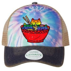 Cats In Ramen Anime Food L.G.B.T.Q Rainbow Flag G.A.Y Pride Ally Legacy Tie Dye Trucker Hat