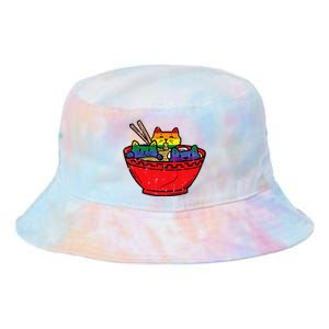 Cats In Ramen Anime Food L.G.B.T.Q Rainbow Flag G.A.Y Pride Ally Tie Dye Newport Bucket Hat