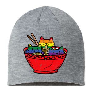 Cats In Ramen Anime Food L.G.B.T.Q Rainbow Flag G.A.Y Pride Ally Sustainable Beanie