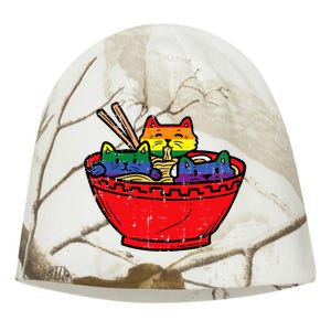 Cats In Ramen Anime Food L.G.B.T.Q Rainbow Flag G.A.Y Pride Ally Kati - Camo Knit Beanie