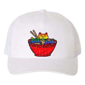 Cats In Ramen Anime Food L.G.B.T.Q Rainbow Flag G.A.Y Pride Ally Yupoong Adult 5-Panel Trucker Hat