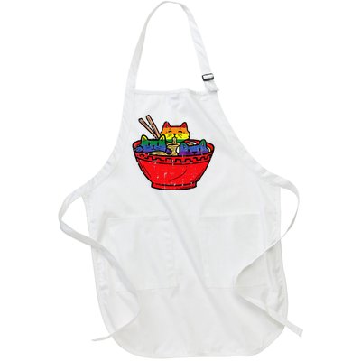 Cats In Ramen Anime Food L.G.B.T.Q Rainbow Flag G.A.Y Pride Ally Full-Length Apron With Pockets