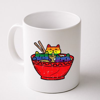 Cats In Ramen Anime Food L.G.B.T.Q Rainbow Flag G.A.Y Pride Ally Coffee Mug