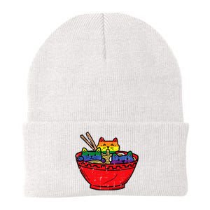 Cats In Ramen Anime Food L.G.B.T.Q Rainbow Flag G.A.Y Pride Ally Knit Cap Winter Beanie