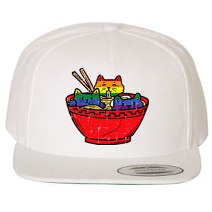 Cats In Ramen Anime Food L.G.B.T.Q Rainbow Flag G.A.Y Pride Ally Wool Snapback Cap